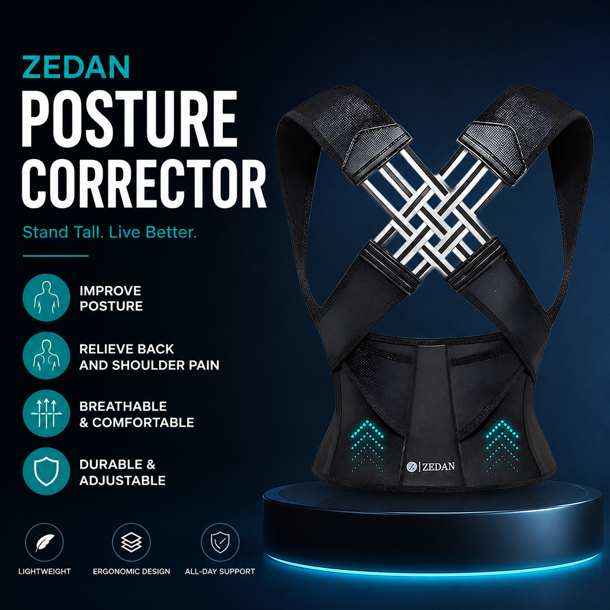 IZEDAN Adjustable Posture Corrector | Back Support Belt for Men & Women