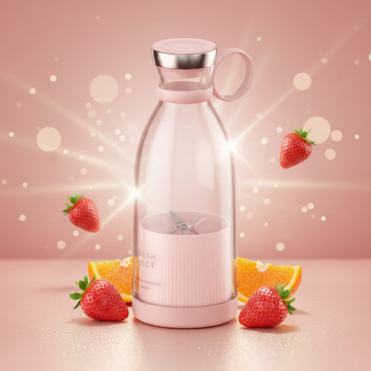 Pink and silver blender on a white background