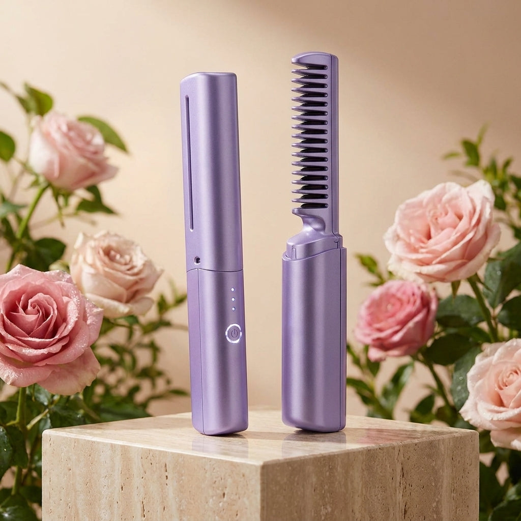 Adjustable Hair Straightener Hot Comb | Portable Electric Hair Styling Comb | Up to 200°C