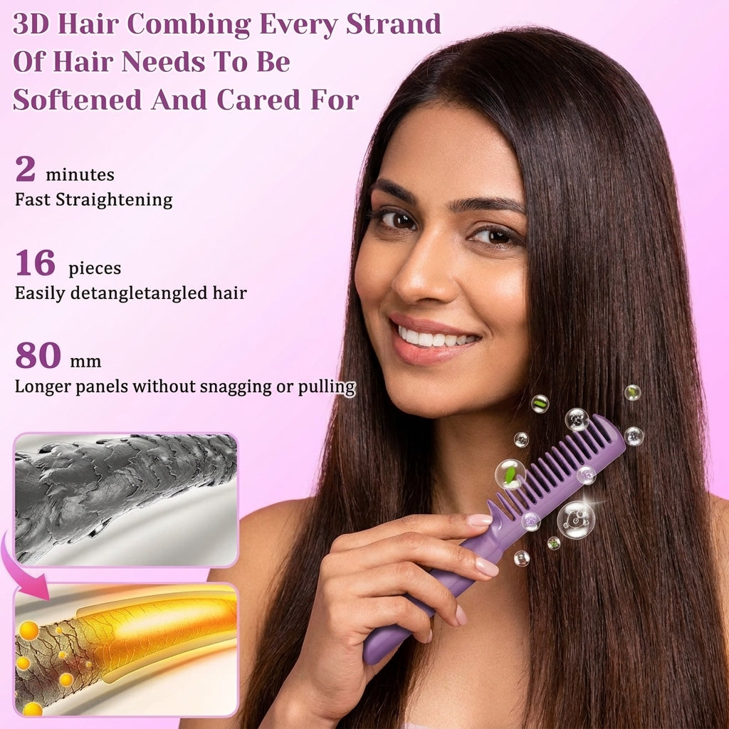 Adjustable Hair Straightener Hot Comb | Portable Electric Hair Styling Comb | Up to 200°C