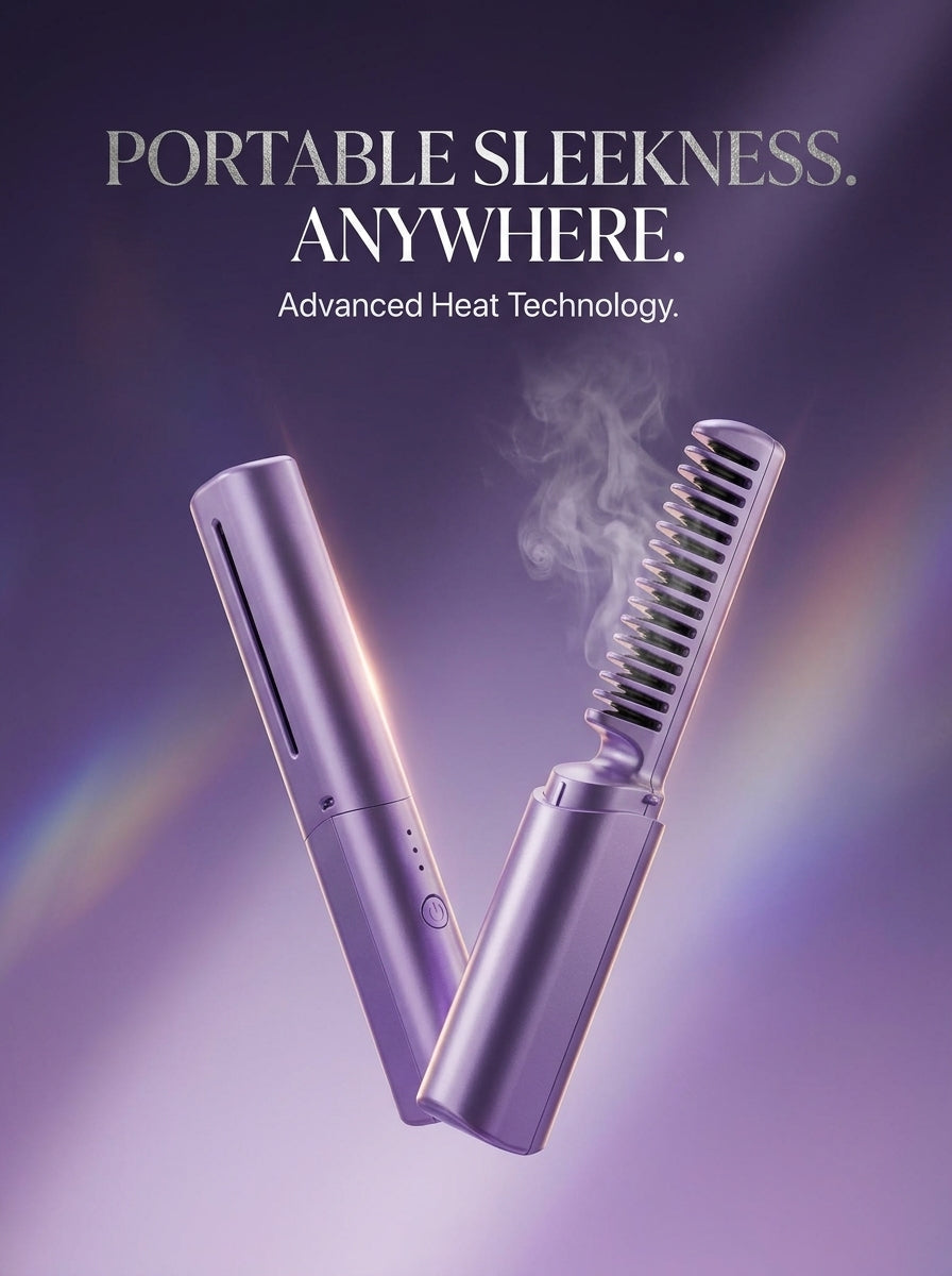 Adjustable Hair Straightener Hot Comb | Portable Electric Hair Styling Comb | Up to 200°C