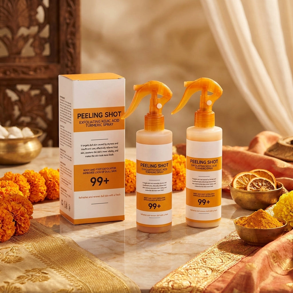Exfoliating Kojic Acid Turmeric Spray 400ml (Pack of 2) | Brightening Body & Face Toner Spray